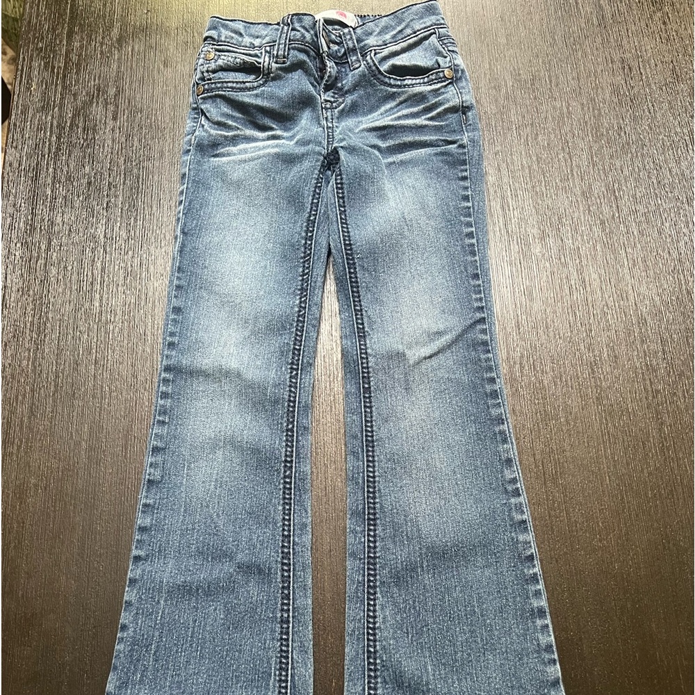 Girls, JK indigo size 8, bootleg cut jeans
